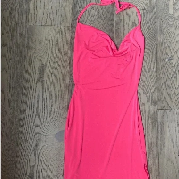 strapless open back dress Megan Plus Size S/S Ribbed Midi Dress with Collar main image 1